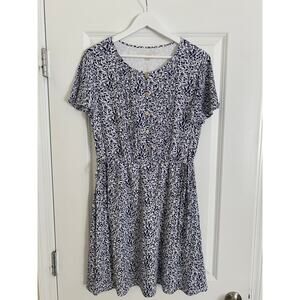 Loft Blue Floral Fit & Flare Dress Women's Size Medium